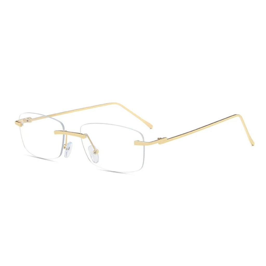Rimless Rectangle Sunglasses Clear Ocean Gradient Lens UV400