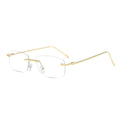 Rimless Rectangle Sunglasses Clear Ocean Gradient Lens UV400
