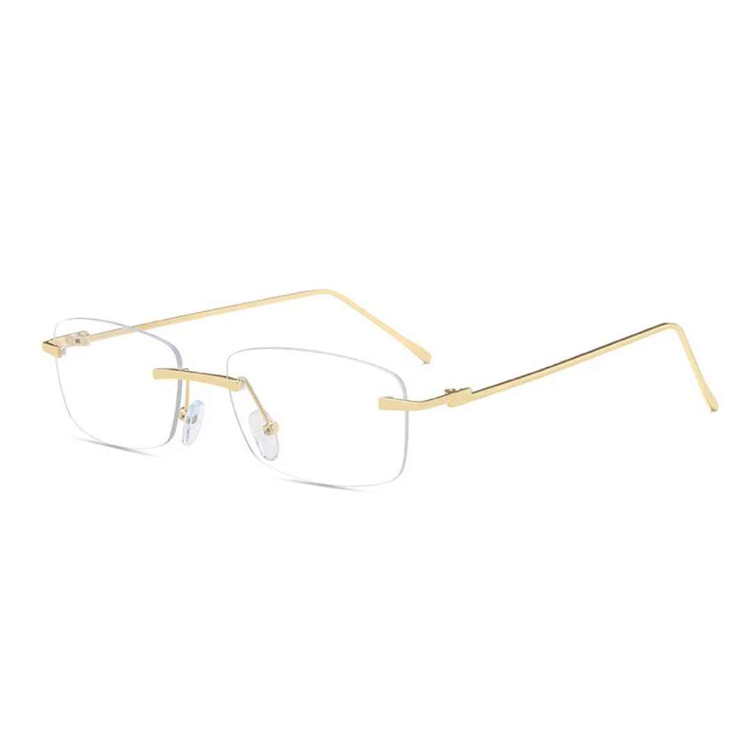 Rimless Rectangle Sunglasses Clear Ocean Gradient Lens UV400