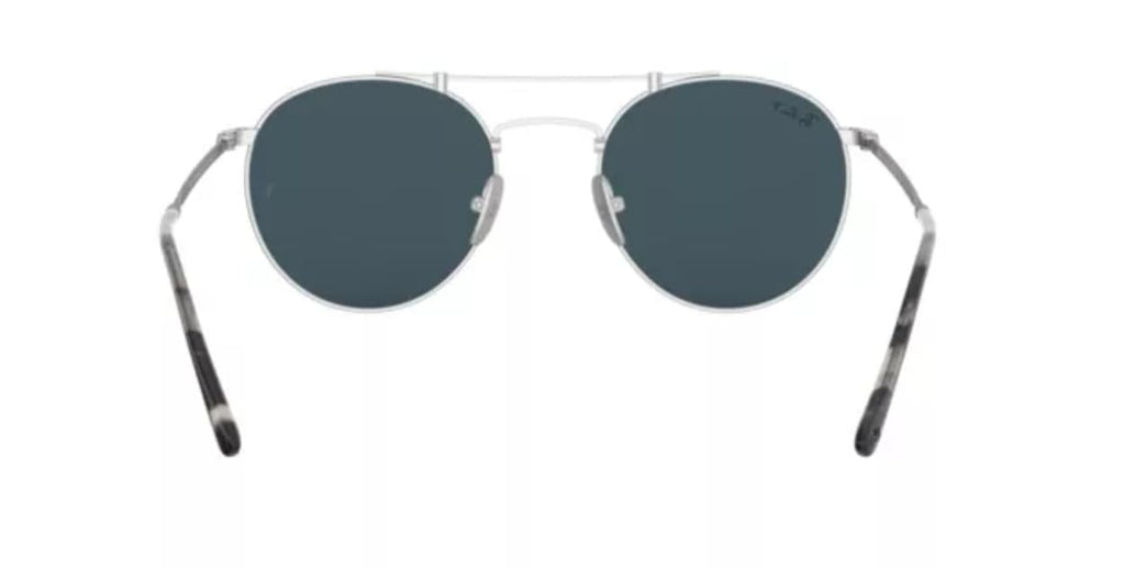 Titanium Round Sunglasses Polarized Blue Mirror Lens