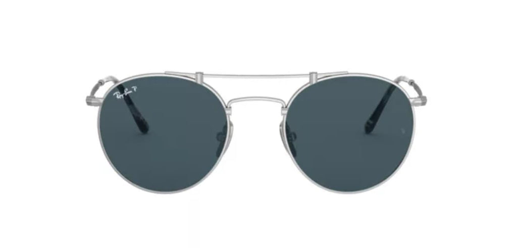 Titanium Round Sunglasses Polarized Blue Mirror Lens