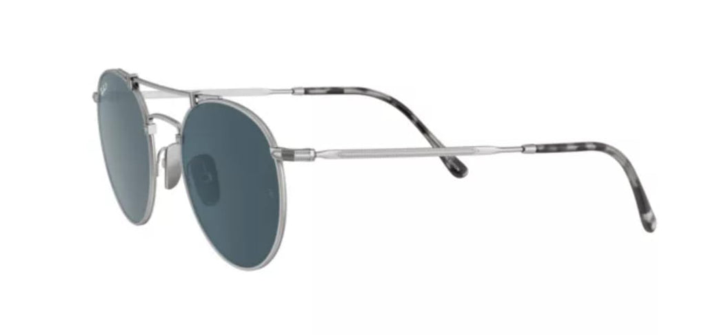Titanium Round Sunglasses Polarized Blue Mirror Lens