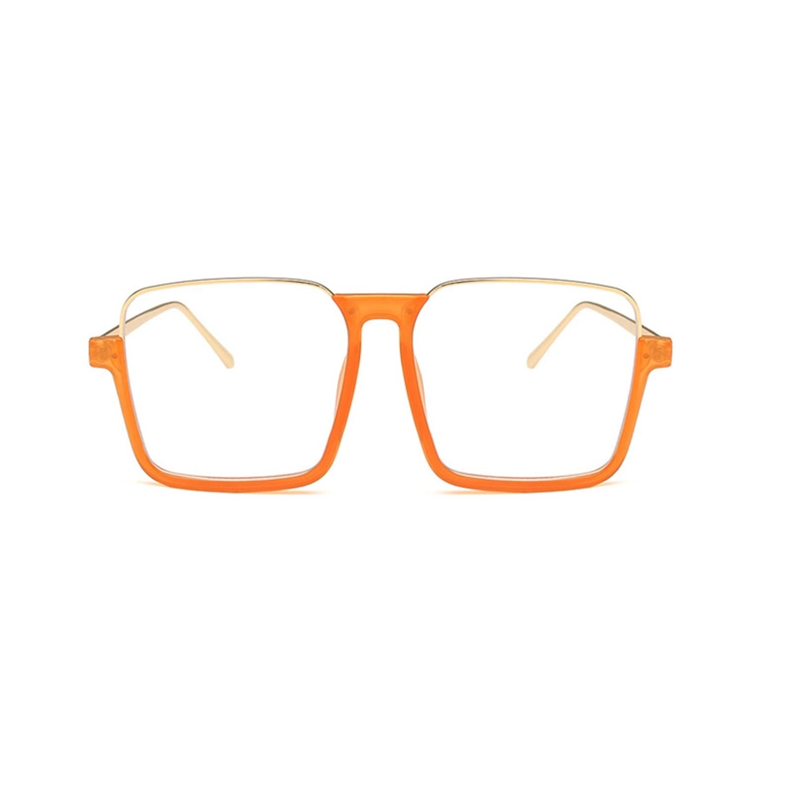 Oversized Square Half-Frame Eyeglasses Silver Black Clear