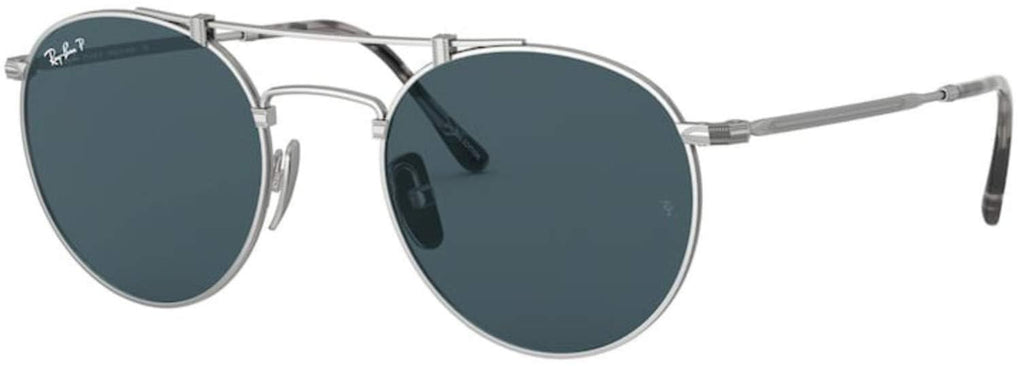 Titanium Round Sunglasses Polarized Blue Mirror Lens