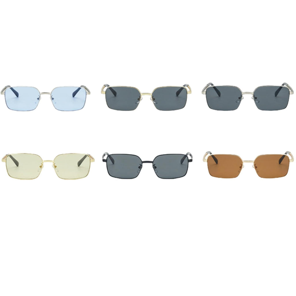 Vintage Rectangle Sunglasses Gold Black UV400 Lens