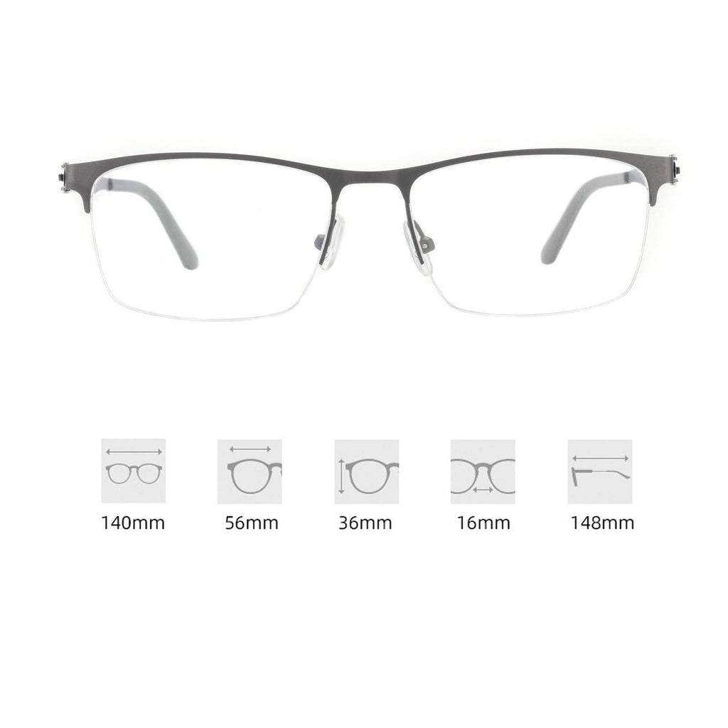 Half-Frame Blue Light Blocking Reading Glasses Grey Frame
