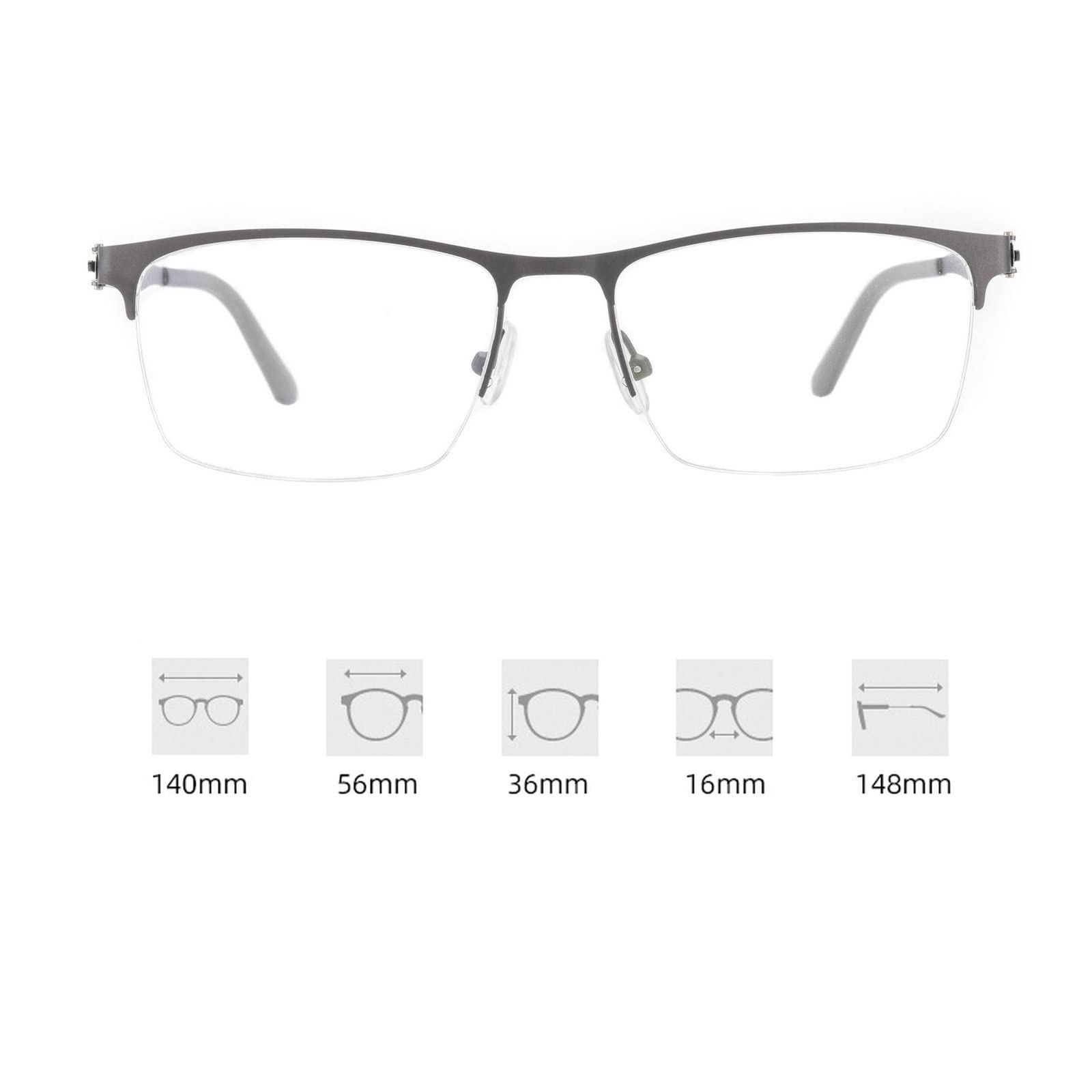 Half-Frame Blue Light Blocking Reading Glasses Grey Frame