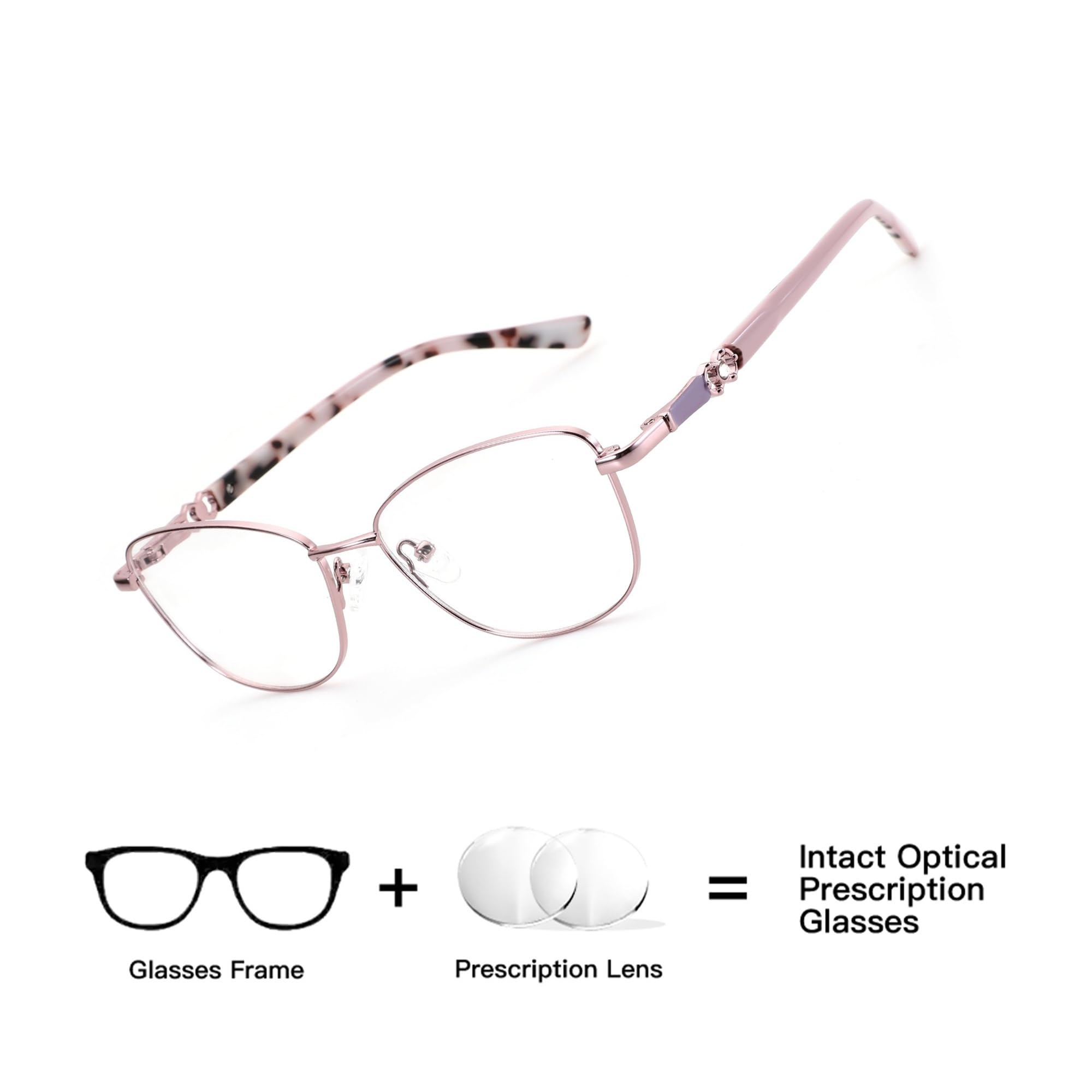Metal Butterfly Blue Light Blocking Eyeglasses Pink Frame