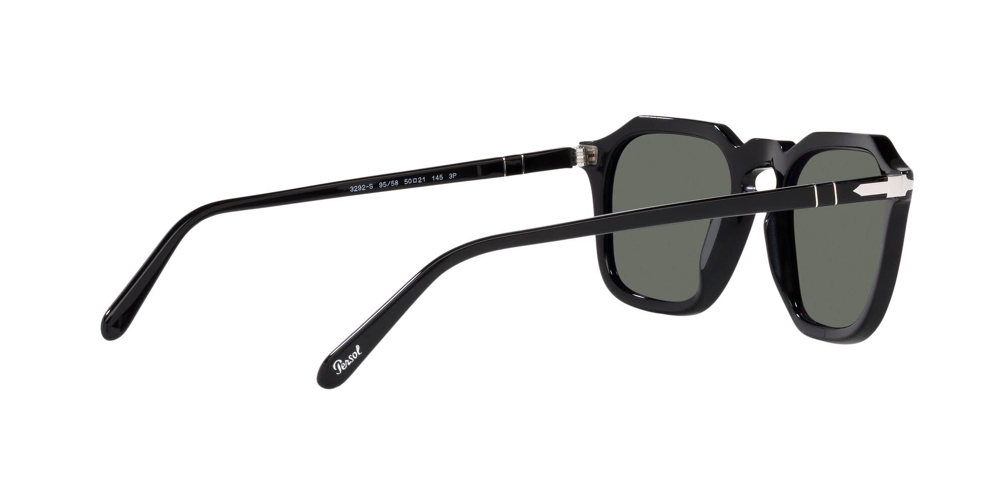 Square Polarized Sunglasses Black Green 50mm