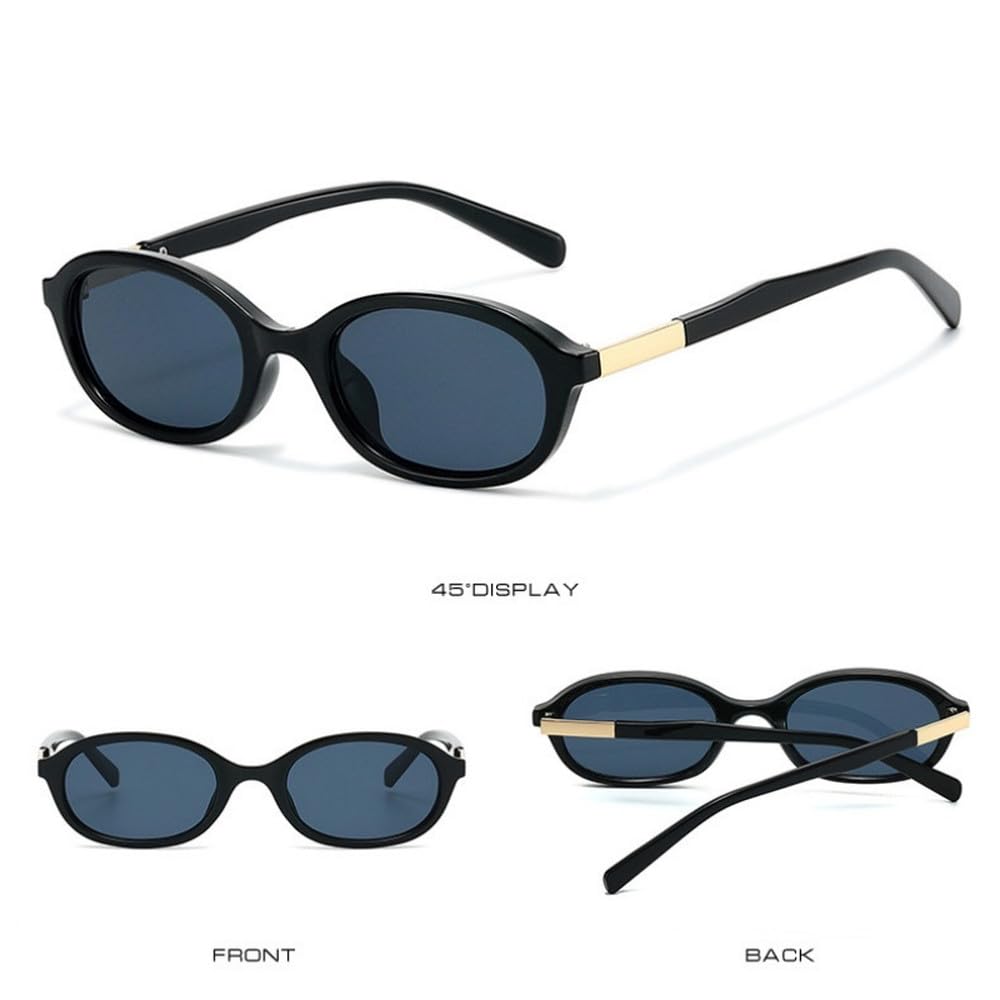 Vintage Small Oval Sunglasses Purple Yellow Gradient Lens