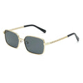 Vintage Rectangle Sunglasses Gold Black UV400 Lens