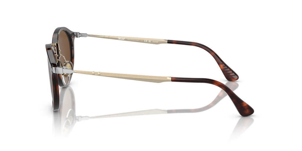 Round Polarized Sunglasses Gold Havana Brown 51mm