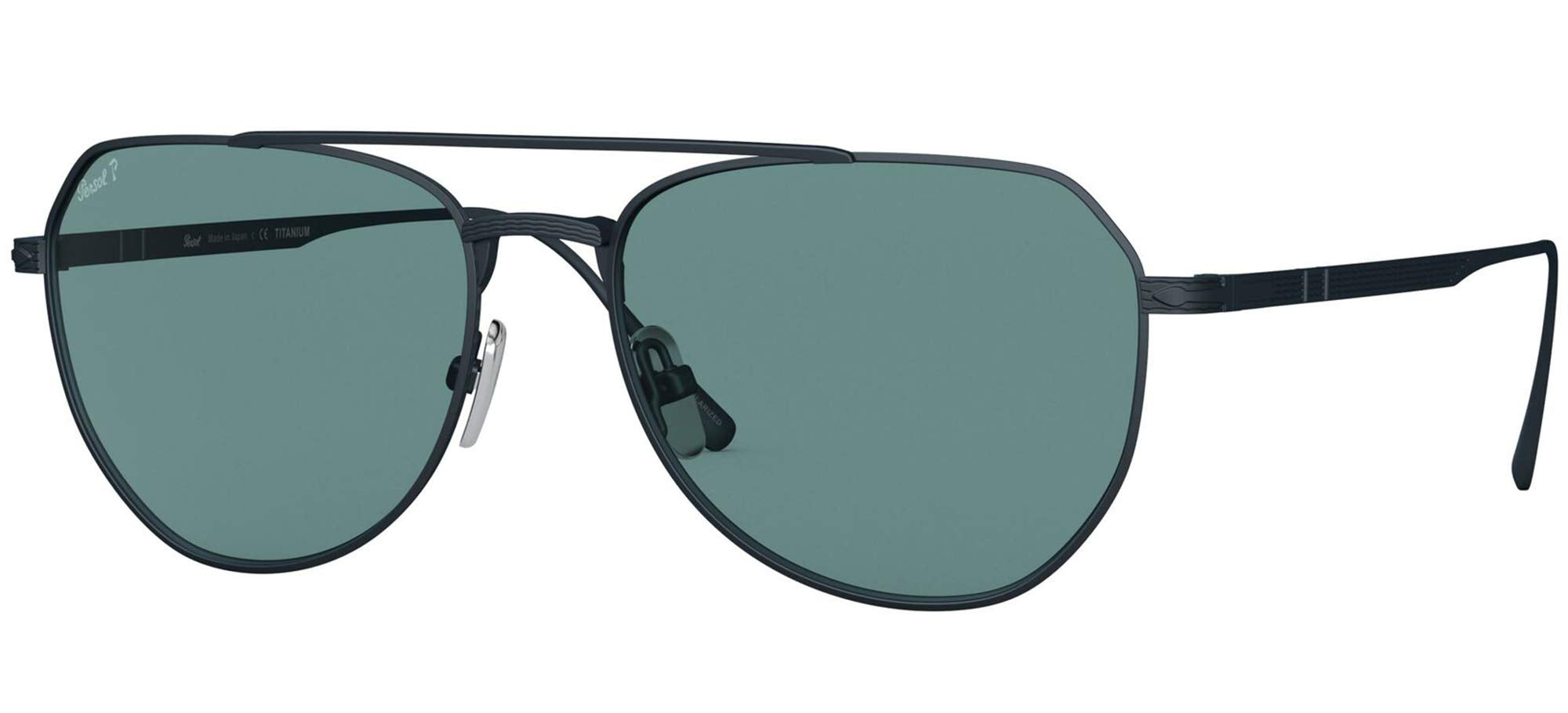 Round Polarized Sunglasses Brushed Navy Green 54mm
