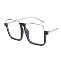 Oversized Square Half-Frame Eyeglasses Silver Black Clear