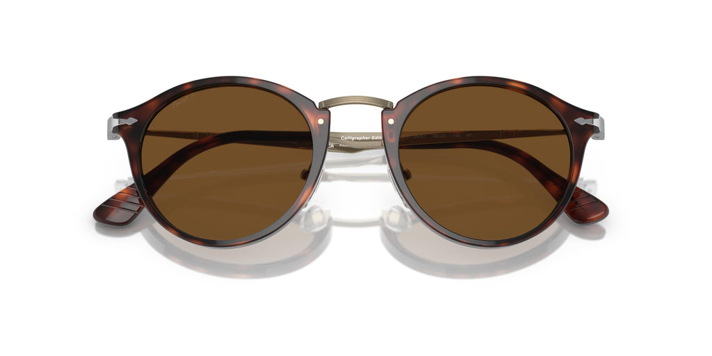 Round Polarized Sunglasses Gold Havana Brown 51mm