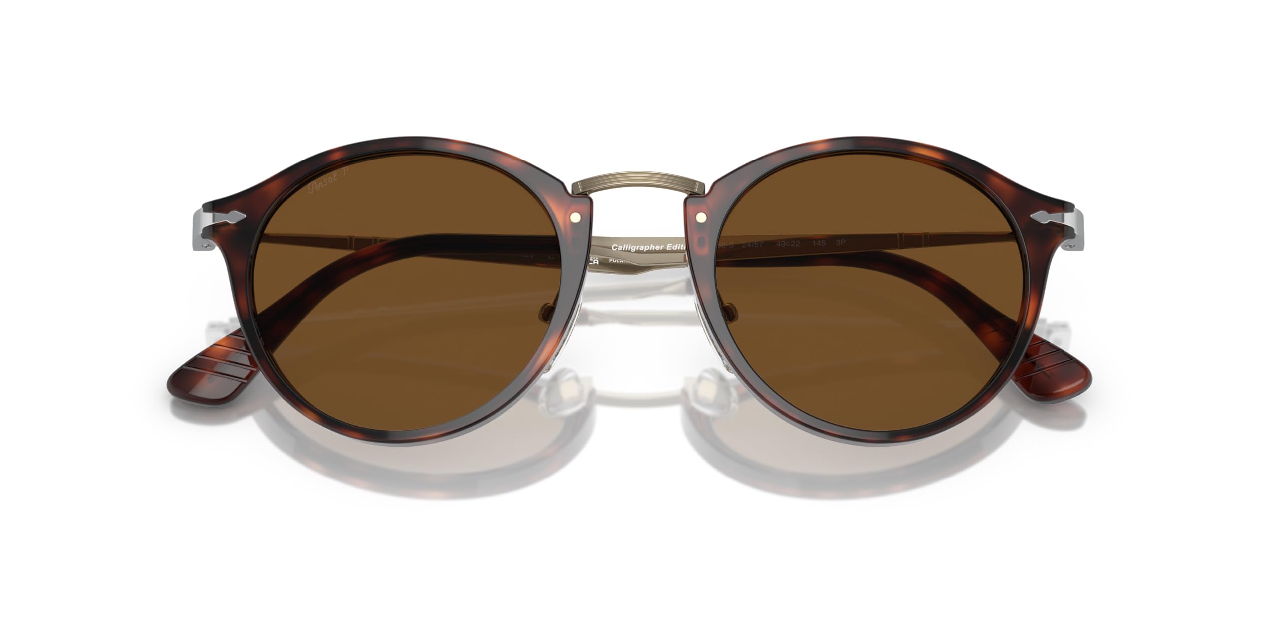 Round Polarized Sunglasses Gold Havana Brown 51mm