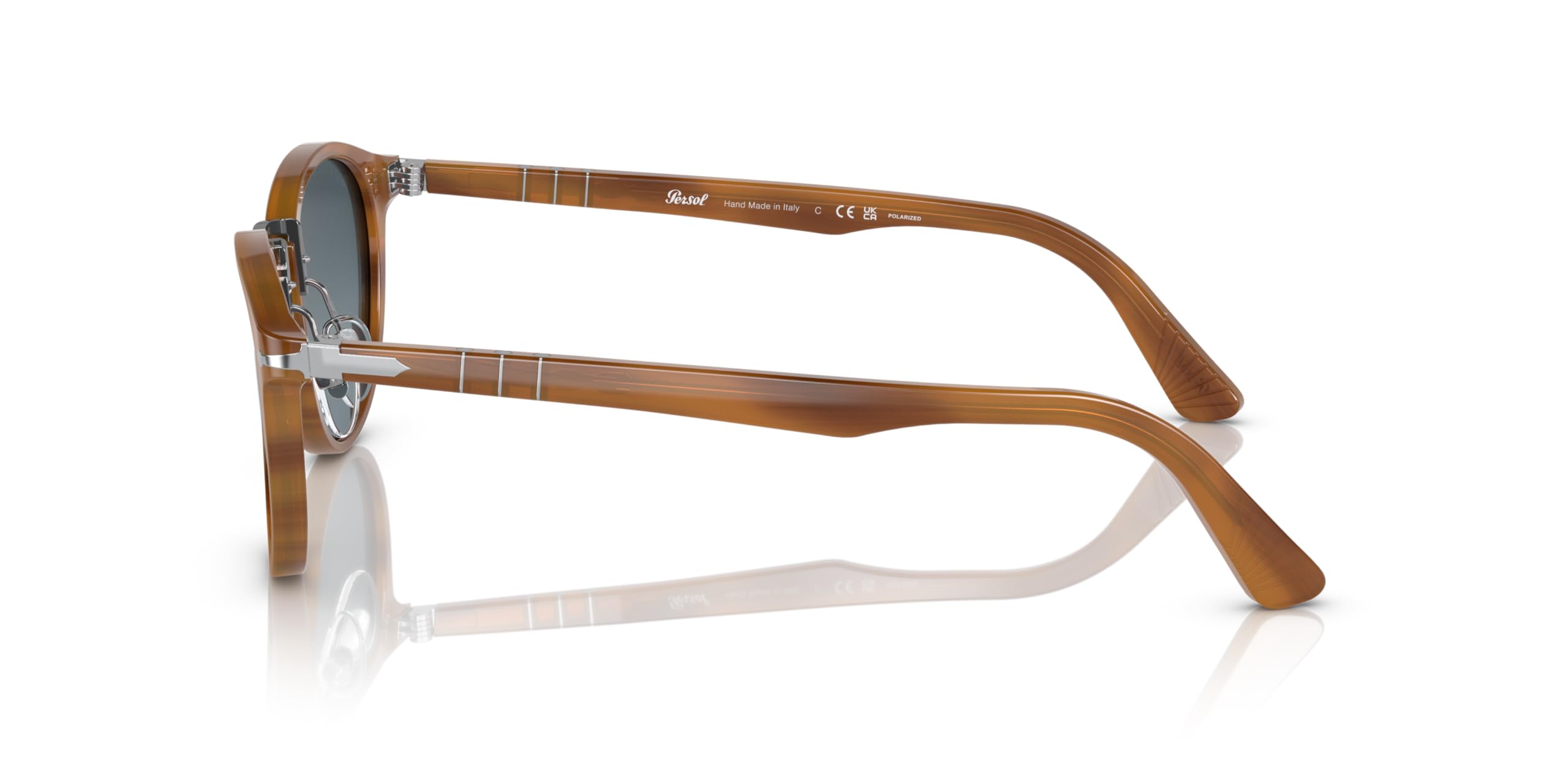 Round Polarized Sunglasses Striped Brown Blue Gradient 49mm