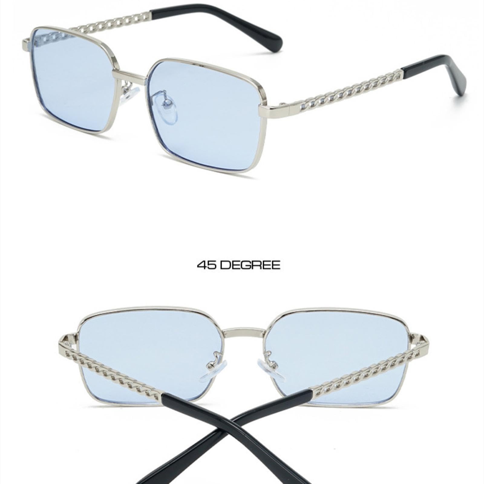 Vintage Rectangle Sunglasses Gold Black UV400 Lens