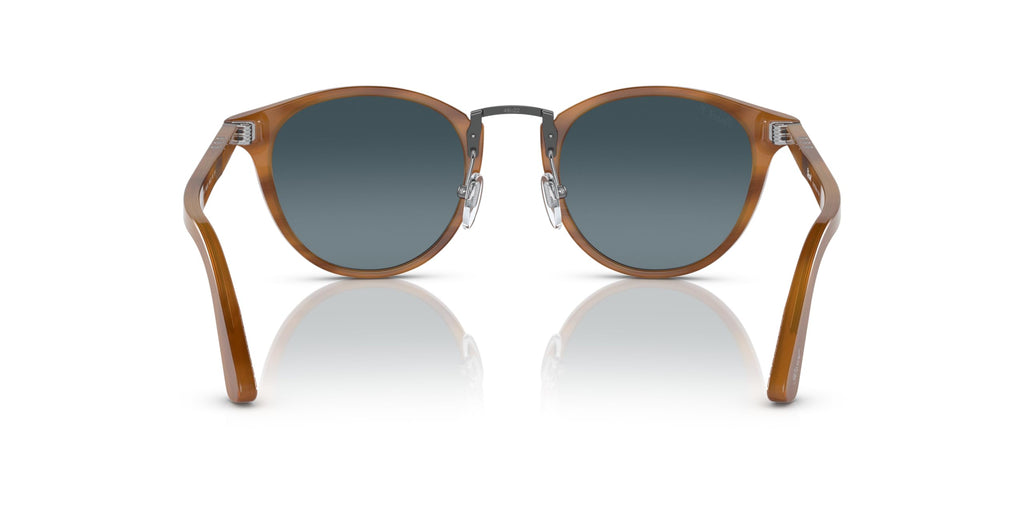 Round Polarized Sunglasses Striped Brown Blue Gradient 49mm