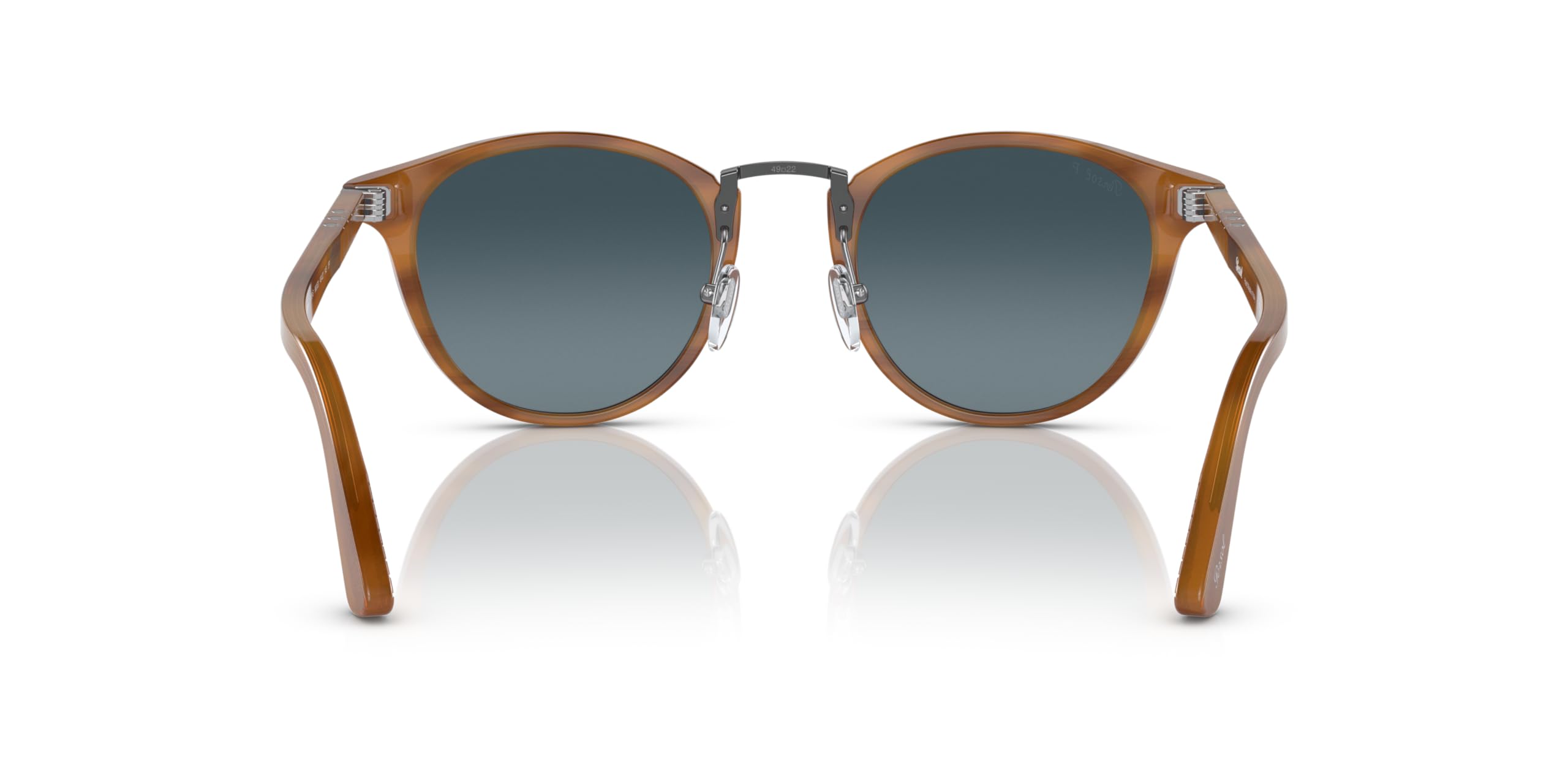 Round Polarized Sunglasses Striped Brown Blue Gradient 49mm