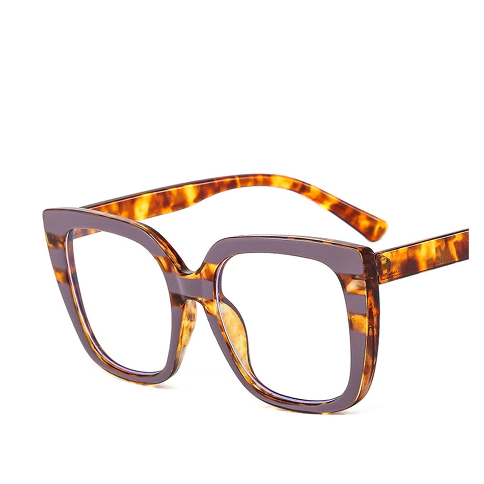 Oversized Leopard Square Eyeglasses Frame