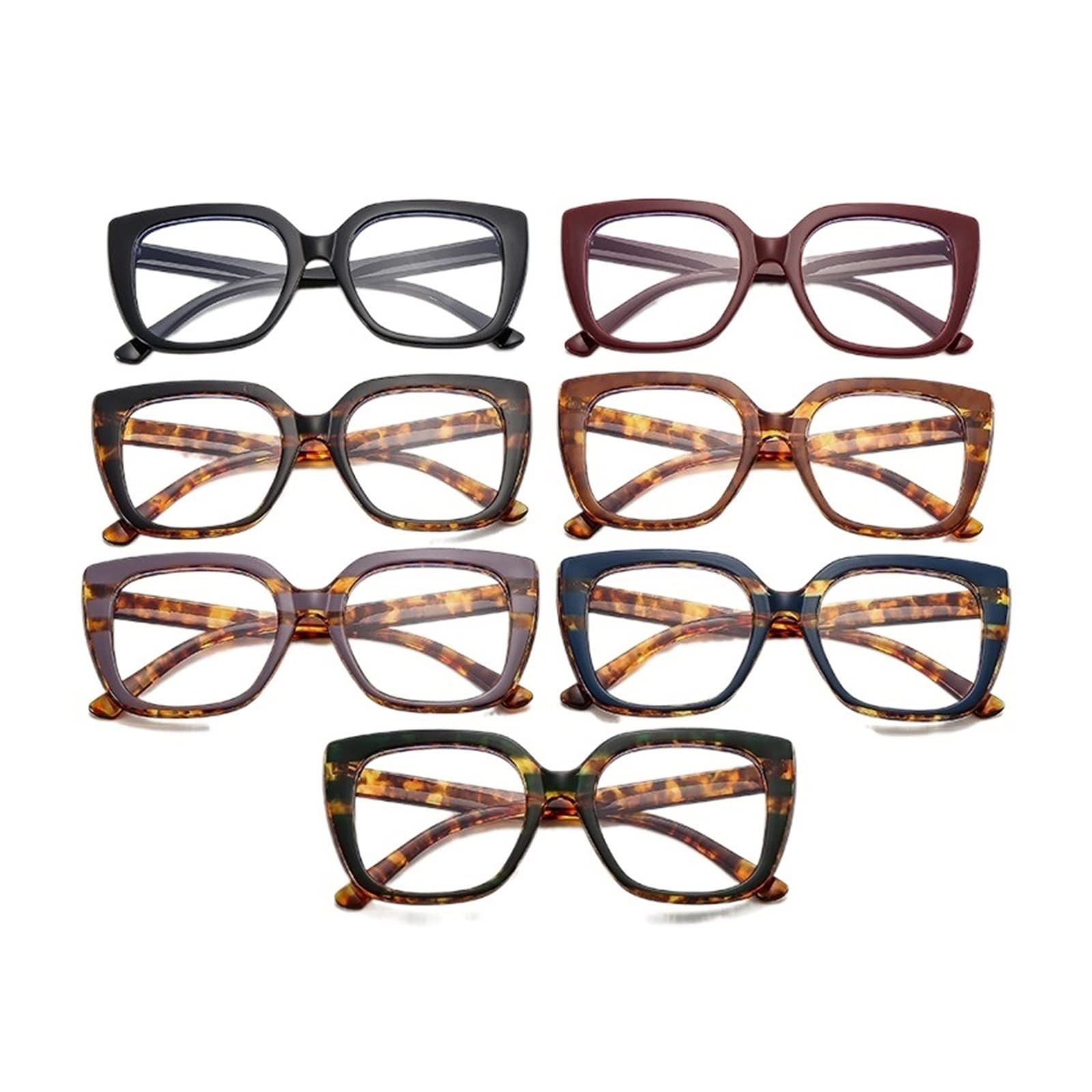 Oversized Leopard Square Eyeglasses Frame